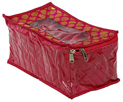 

Kuber Industries Pink Fabric 10 Transparent Pouches Jewellery Box Casual Vanity Box(Pink)