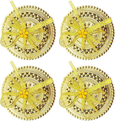 

Bueno Sindoor Box For Women, Sindoor Box For Wedding, Designer Sindoor Box With Ribbon On It, Set Of 4, Sindoor Box Vanity Box(Golden)