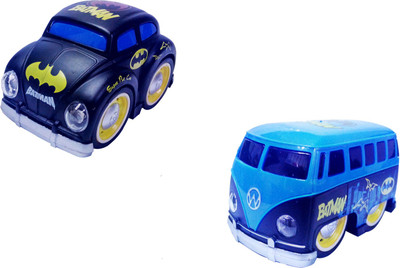 

Miss & Chief Cute Die Cast Black Cartoon Printed Metal Model Pull Back Car and Van Toy with Light and Sound(Multicolor)