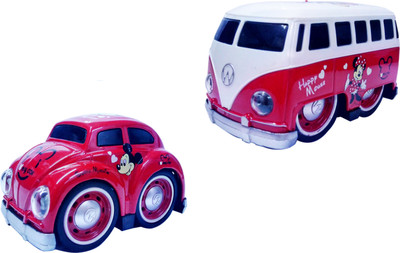 

Miss & Chief Cute Die Cast Red Cartoon Printed Metal Model Pull Back Car and Van Toy with Light and Sound(Multicolor)
