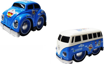 

Miss & Chief Cute Die Cast Blue Cartoon Printed Metal Model Pull Back Car and Van Toy with Light and Sound(Multicolor)