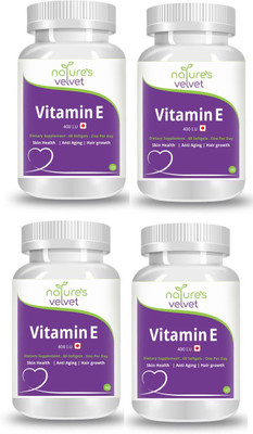 

Natures Velvet Lifecare Vitamin E 400 I.U, 60 Softgels -Pack of 4(240 No)