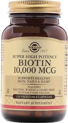 

Solgar Solgar, Biotin, Super High Potency, 10,000 mcg, 120 Vegetable Capsules(120 No)