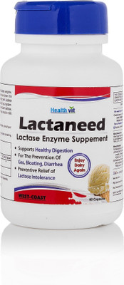 

HealthVit Lactaneed Lactase Enzyme Supplement 300mg 60 Capsules For Lactose Intolerance(60 No)