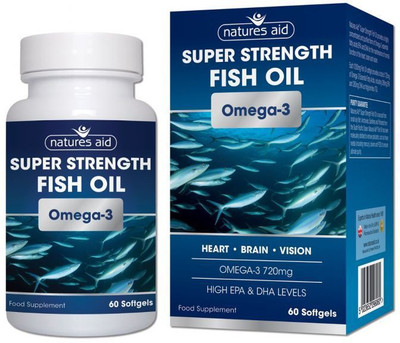 

Natures Aid 720mg Super Strength Fish Oil Omega-3 60 Capsules(720 mg)