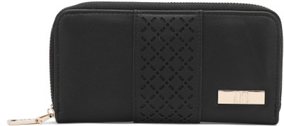 

AND Women Black Artificial Leather Wallet(8 Card Slots)
