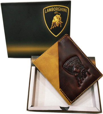 

LAMBORGHINI Men Khaki Genuine Leather Wallet(5 Card Slots)