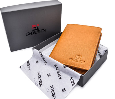 SHDESIGNS Men Tan Genuine Leather Wallet(3 Card Slots), Cognac
