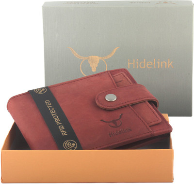 

Hidelink Men Casual Brown Genuine Leather Wallet(4 Card Slots), Reddish brown