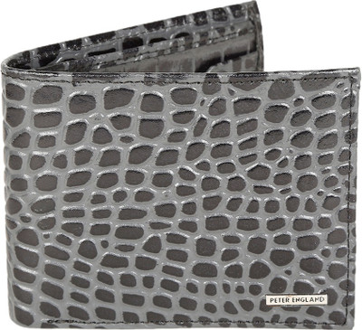 

Peter England Men Casual Grey Genuine Leather Wallet(8 Card Slots)