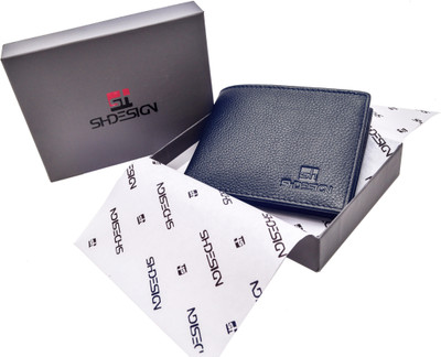 

SH DESIGN Men Blue Genuine Leather Wallet(6 Card Slots)