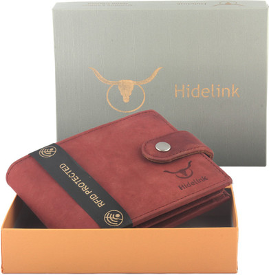 

Hidelink Men Casual Brown Genuine Leather Wallet(7 Card Slots), Reddish brown