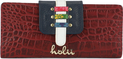 

Holii Women Blue, Maroon Genuine Leather Wallet(13 Card Slots), Multi