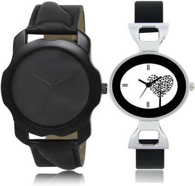 

SVM ATP-LR22-VT27 Stylish Round Shape Black Strap Multicolor Dial Women's & Men's Couple (Pack of 2) Watch - For Men & Women