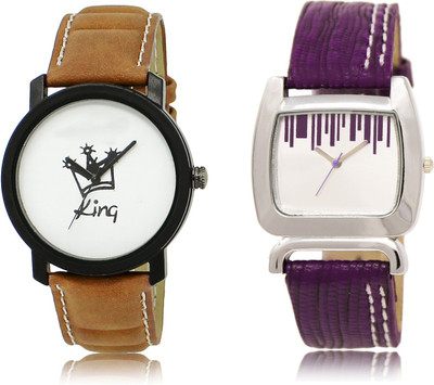 

Loretta Fresh Fashion King LR_18_207 White Dial Round Dial & Purple Square Dial Couple Combo Watch - For Men & Women