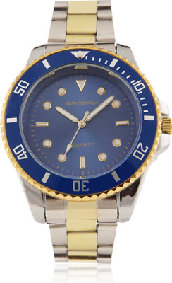 

Grozav R Submariner Unidirectional Rotatable Blue Golden Bezel with Blue Dial Stainless Steel Silver Golden Bracelet Watch Men - 9001 R Submariner Watch - For Men