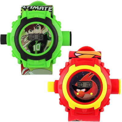 

Crazy Look Kids Watch 2 Beautiful Combo Ben-10 & Angry-Birds Projector CL,0-24 Crids Laser Light Kids Watch - For Boys & Girls Watch - For Men