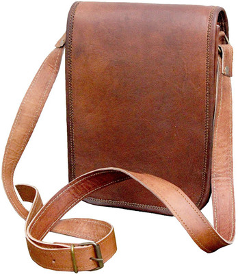 

RSN 13''genuine leather shoulder messenger bag for unisex Sling Bag(Brown, 13 inch)