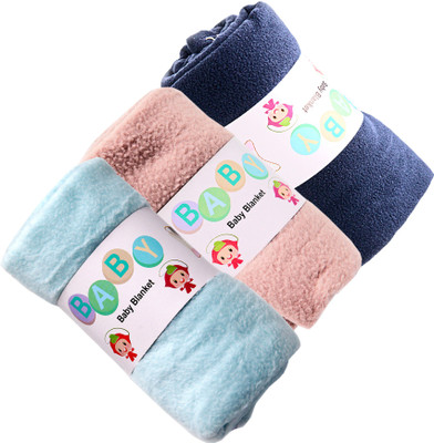 

popo Plain  Crib Baby Blanket(Woollen Blend, Pink, Light Blue, Dark Blue, Dark blue;light blue;pink