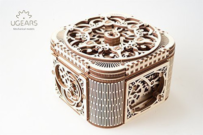 

Ugears Treasure Box 3D Wooden Puzzle - Adult Craft Set For Self-Assembly, Ideal Women Gift(Multicolor)