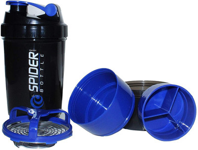 

Xerobic Shaker Bottle with Protein Powder Compartment Cup Fitness Portable Layered 500 Shaker(Pack of 1, Black)