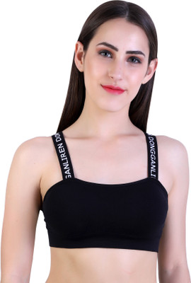 Red Hill Women Sports Lightly Padded Bra(Black)