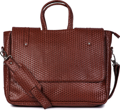 Flanker Genuine Brown Leather Laptop Medium Briefcase - For Men & Women(Brown)