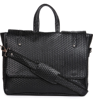 

Flanker Genuine Black Leather Laptop Medium Briefcase - For Men & Women(Black)