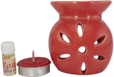 

LOF Candle Ceramic Diffuser For Diwali Home and Office Decoration Light and Fragrance T-light Aroma Diffuse Candle(Red, Pack of 1)