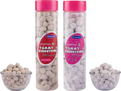 

Dilbahar Anardana Goli & Imli Laddu Pomegranate, Tamarind Sour Candy(Pack of 2)