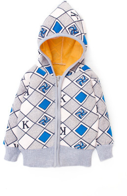 

Kidofash Baby Boys & Baby Girls Zipper Printed Cardigan, Light blue