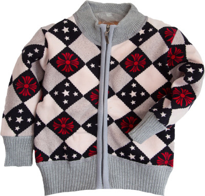 

Kidofash Baby Boys & Baby Girls Zipper Printed Cardigan, Maroon