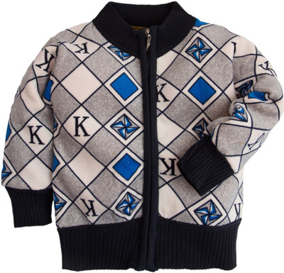 

Kidofash Baby Boys & Baby Girls Zipper Printed Cardigan, Grey