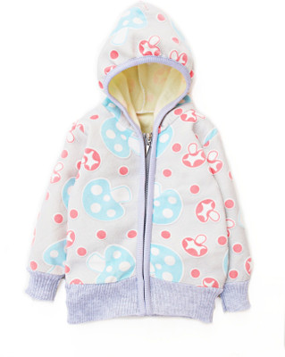 

Kidofash Baby Boys & Baby Girls Zipper Printed Cardigan, Grey