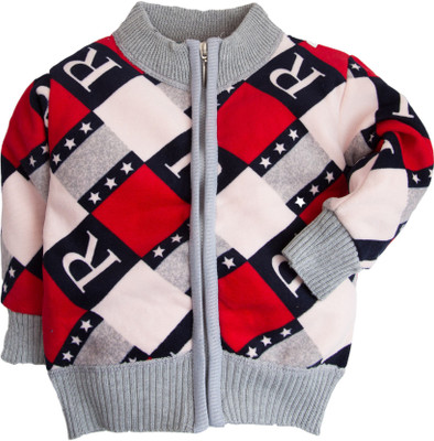 

Kidofash Baby Boys & Baby Girls Zipper Printed Cardigan, Red