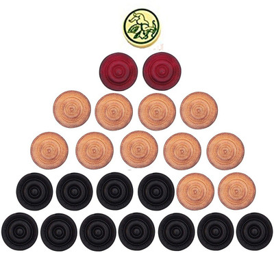 

SPORTSHOLIC Wooden Carrom Men Coins With Striker And Powder For All Carrom Boards Carrom Pawns(Pack of 24)