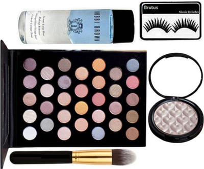 

brutus Eyelashes, 32 Multi Color Eyeshadow Palette, Brush, Illuminator, Bobbi Brown Instant Long Wear Makeup Remover(Set of 5)