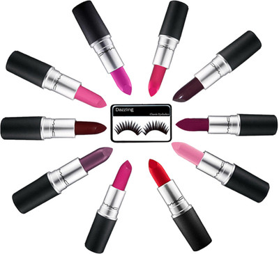 

DAZZLING Eyelashes & 10 Lipstick(Set of 11)