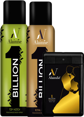 

Alainne One Billion Top Notch & Royal - Lush Pocket Perfume & Body Spray For Men (Set of 3)