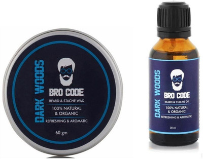 

Bro Code Beard & Stache Wax and Oil Combo(Set of 2)
