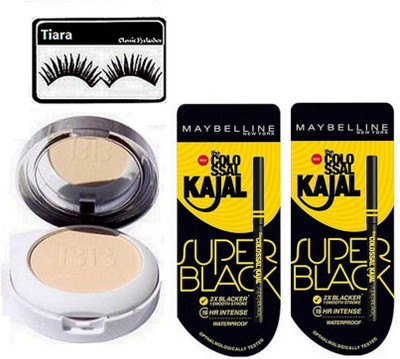 

tiara Eyelashes , Color Bar Compact , Super Black Kajal Pack OF 2(Set of 4)