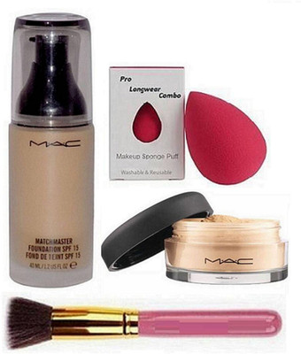 

prolongwear combo Sponge Puff, Select Sheer Loose Powder, MatchMaster Foundation Spf 15, Brush(Set of 4)