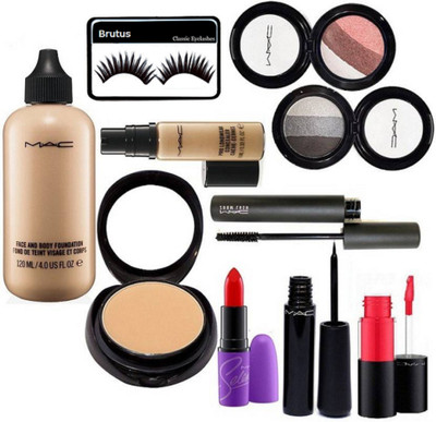 

BRUTUS Eyelashes, Face & Body Foundation,2 Way Compact,Pro Longwear Concealer,Selena Lipstick, Lip Gloss, Liquid EyeLuiner,Haute & Noughty Mascara And 2 Eyeshadow 3 Shades(Set of 10)