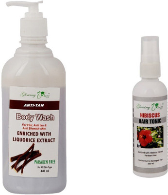 

Glowing Buzz Combo of anti tan bodywash and Hibiscus hair tonic(Set of 2)