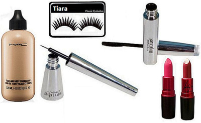 

tiara Eyelashes , Face & Body Foundation , Lipstick Pack of 2 , Candy Eyeliner & Mascara(Set of 6)