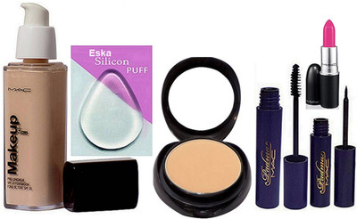 

Eska Silicon Puff, Makeup Pro Longwear Foundation,Compaact, Mascara,Eyeliner,Candy Yum-yum Lipstick(Set of 6)