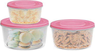 MILTON Plastic Grocery Container  - 1 L, 2 L, 3 L(Pack of 3, Pink)