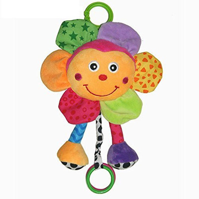 

BABY STATION Infant Plush Stuffing Stroller / Pram / Crib Hanging Clip On Teether Musical Rattle Soft Toy 0-3 Year Sunflower(Multicolor)
