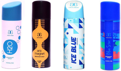 

Arochem H2O, ARO MAGNET, ICE BLUE, BLUESTAR Body Spray - For Men & Women(800 ml, Pack of 4)