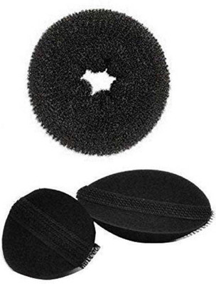 

Bueno Combo Of 1 Medium Size Hair Donut With Set Of 2 Hair Puff High Volumizer Puff Maker Tools, Hair Styling Tool For Women And Girls, Black (Set Of 3) Hair Accessory Set(Black)